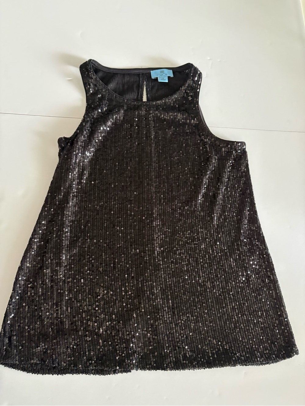 CeCe Black Sequin Sleeveless Shift Top, Great For a Cocktail Event